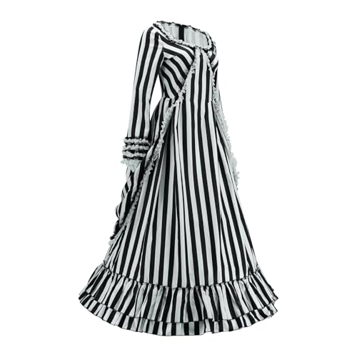 Amazon.com: Katrina Van Tassel Costume Black & White Striped Dress